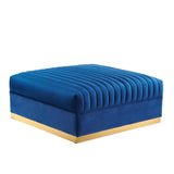Sanguine Channel Tufted Performance Velvet Modular Sectional Sofa Ottoman - Retro Glam & Performance Seating