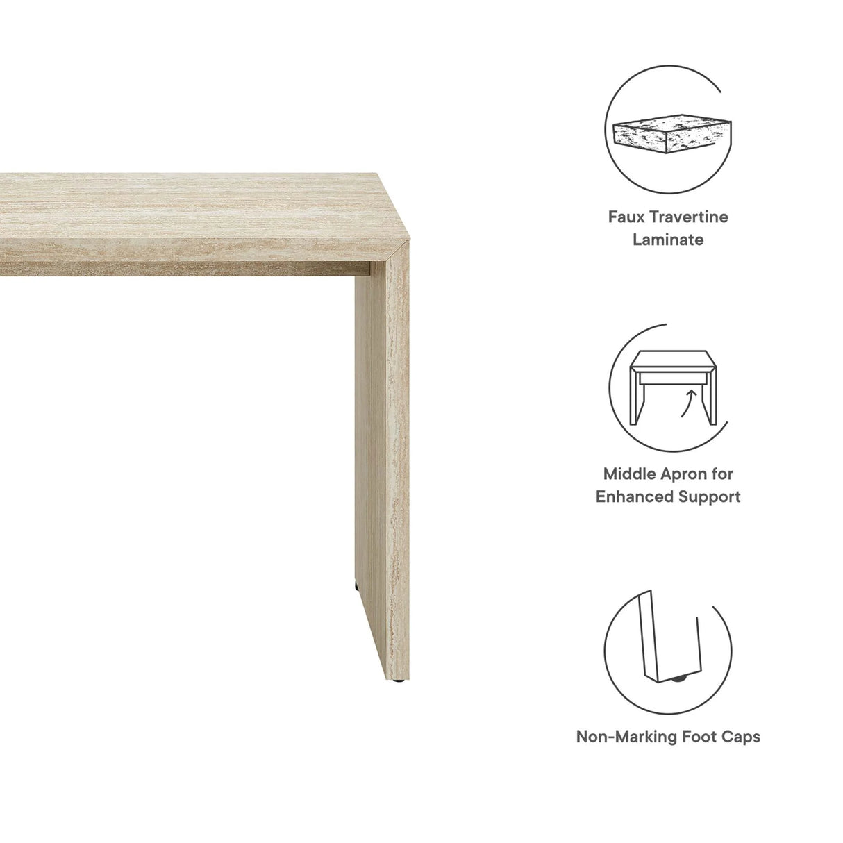 Mirella Faux Travertine Console Table in Travertine