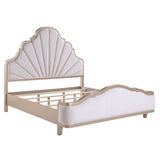 Elegant Soft Modern Curved Design King Elizabeth Bedroom Set in Neutral Wood