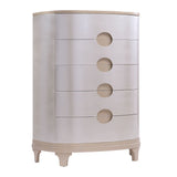Elegant Soft Modern Curved Design King Elizabeth Bedroom Set in Neutral Wood