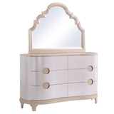 Elegant Soft Modern Curved Design King Elizabeth Bedroom Set in Neutral Wood