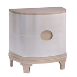 Elegant Soft Modern Curved Design King Elizabeth Bedroom Set in Neutral Wood
