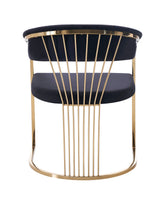 Annie dining chair gold-finished leg floor protectors.