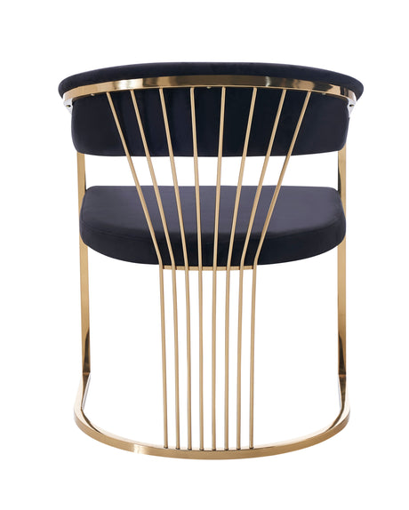 Annie dining chair gold-finished leg floor protectors.