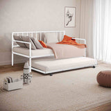Harmon Contemporary Twin Metal Daybed with Trundle - White
