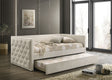 Renzi Transitional Upholstered Twin Daybed with Trundle - Beige