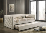Renzi Transitional Upholstered Twin Daybed with Trundle - Beige