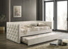 Renzi Transitional Upholstered Twin Daybed with Trundle - Beige