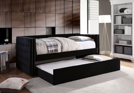 Susanna Tuxedo Button-Tufted Daybed with Trundle - Black