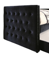 Susanna Tuxedo Button-Tufted Daybed with Trundle - Nailhead Trim Flannelette – Black & Gray, view 5
