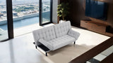 Bellevue Contemporary Futon Sofa Bed - Biscuit Tufted with Adjustable Arms in Light Gray – Gray, view 2