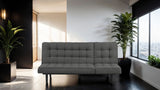Napervill Contemporary Convertible Futon Sofa - Biscuit Tufted with Adjustable Headrests in Dark Gray – Gray, view 2
