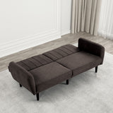 Aristide Futon Sofa Bed with USB-A & USB-C Charging - Pocket Coil Seat & Channeled Back – Brown & Gray, view 4
