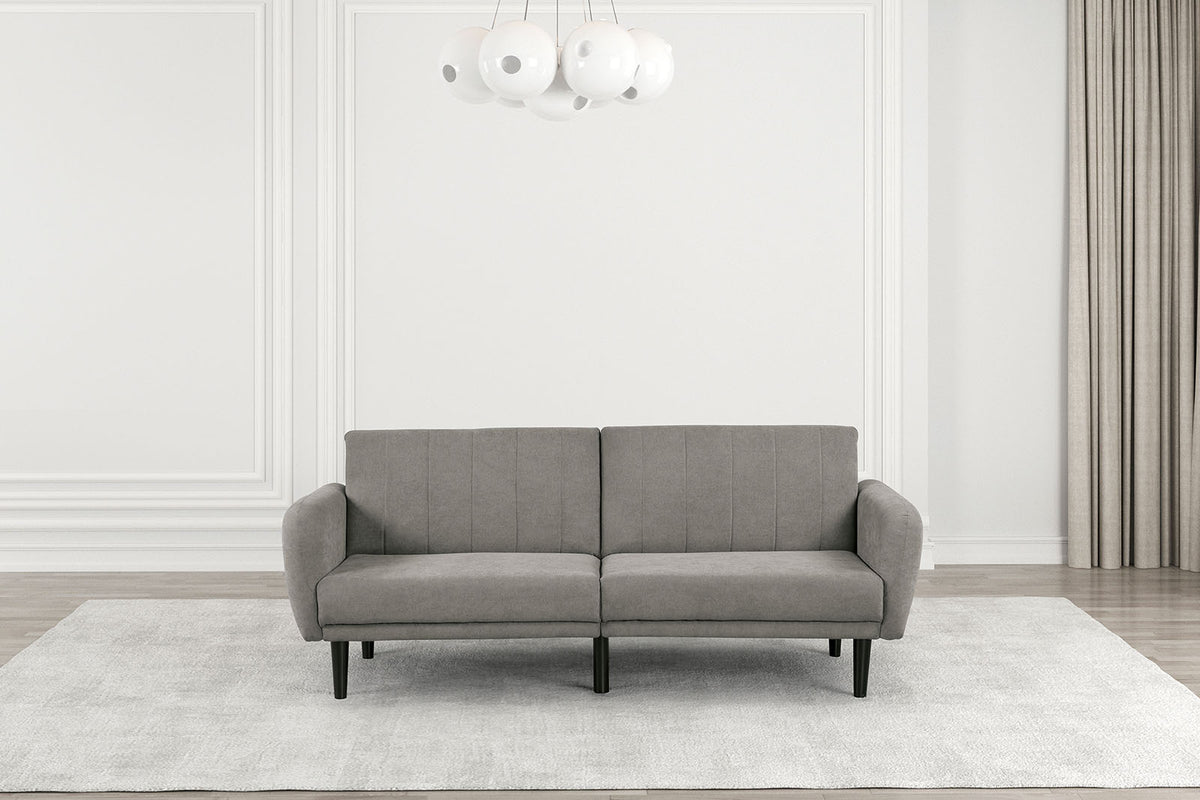 Aristide Futon Sofa Bed with USB-A & USB-C Charging - Pocket Coil Seat & Channeled Back – Brown & Gray, view 9