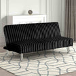 Hinwil Contemporary Futon Sofa Bed with Metal Support Legs - Black