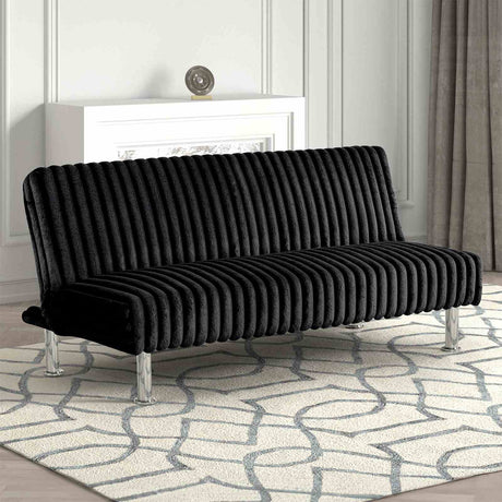 Hinwil Contemporary Futon Sofa Bed with Metal Support Legs - Black