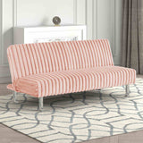 Hinwil Contemporary Futon Sofa Bed with Metal Support Legs - Pink