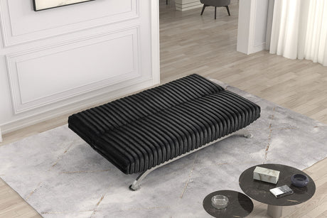 Villeneuve Contemporary Futon Sofa Bed - Converts to Bed with Metal Support Legs, 5 Colors – Black & Gray, view 6