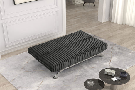Villeneuve Contemporary Futon Sofa Bed - Converts to Bed with Metal Support Legs, 5 Colors – Black & Gray, view 9