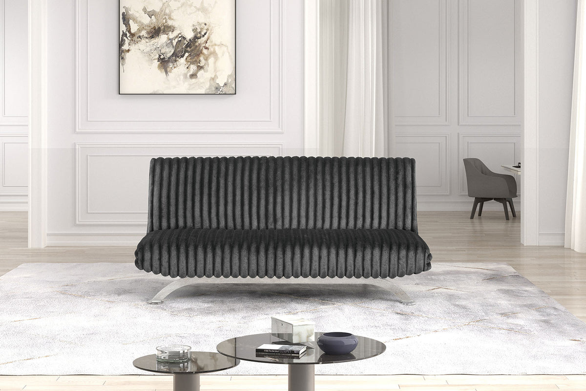 Villeneuve Contemporary Futon Sofa Bed - Converts to Bed with Metal Support Legs, 5 Colors – Black & Gray, view 10