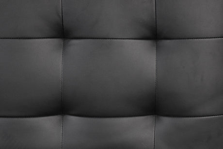 Eidsberg Futon Sofa Bed with Drop-Down Table & USB Charger - Biscuit Tufted Leatherette – Black & Brown, view 8