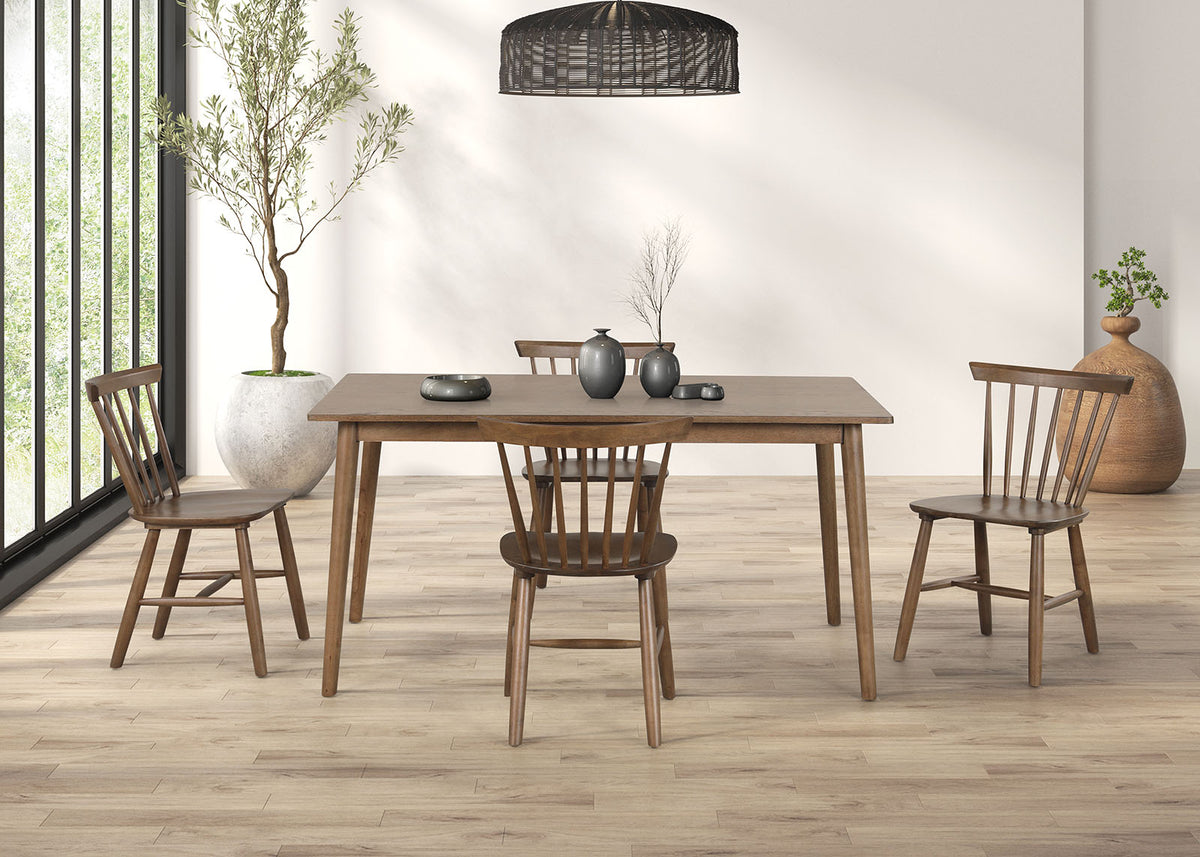 Beale Mid-Century Modern 60" Dining Table & Sets - Spindle-Back Chairs in Black or Walnut – Black & Brown, view 10