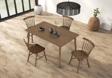 Beale Mid-Century Modern 60" Dining Table & Sets - Spindle-Back Chairs in Black or Walnut – Black & Brown, view 11