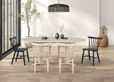 Hines Mid-Century Modern Oval Extendable Dining Table & 7-Piece Set - Double Pedestal & White Oak – Natural & Black, view 2