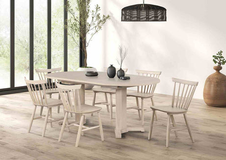Hines Mid-Century Modern Oval Extendable Dining Table & 7-Piece Set - 7pcs- Table + 6 Natural Chairs