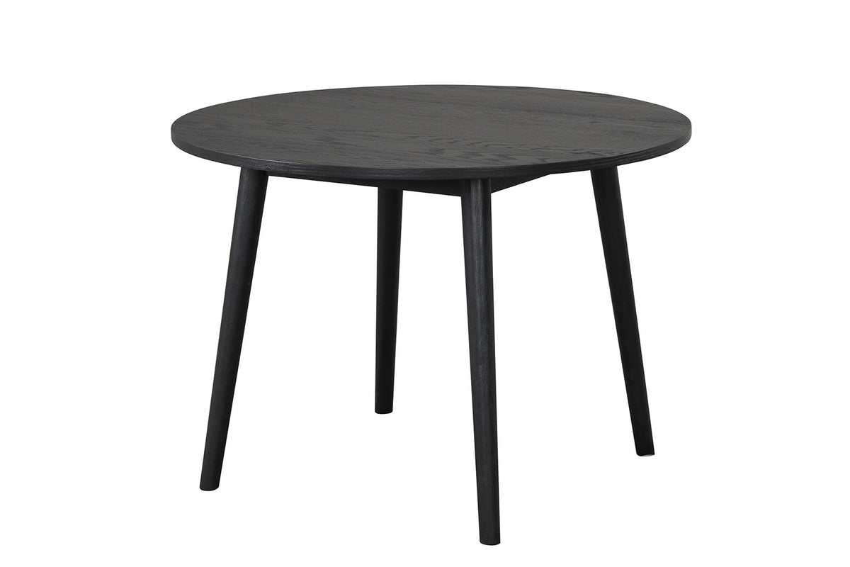 Yate Mid-Century 42" Round Dining Table, 5-Piece Set & Spindle Back Chairs in Black or Natural Oak – Black & Natural, view 6