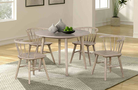 Yate Mid-Century 42" Round Dining Table, 5-Piece Set & Spindle Back Chairs in Black or Natural Oak - Round Table Only (42")