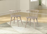 Yate Mid-Century 42" Round Dining Table, 5-Piece Set & Spindle Back Chairs in Black or Natural Oak - 2 Side Chairs