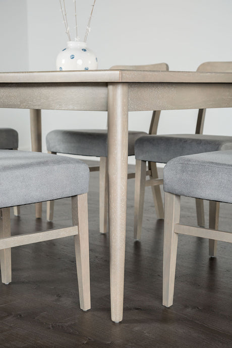 Keynes 59" Transitional Dining Table & 7-Piece Set - Tapered Legs & Padded Fabric Chairs in Gray – Gray, view 2