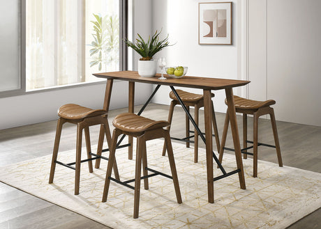 Klamath Mid-Century Modern Counter Height Table & Saddle Seat Chairs - Counter Height Table Only