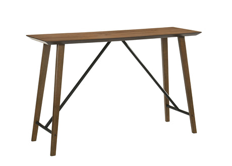 Klamath Mid-Century Modern Counter Height Table & Saddle Seat Chairs - Walnut with Iron Cross Bar – Brown, view 2
