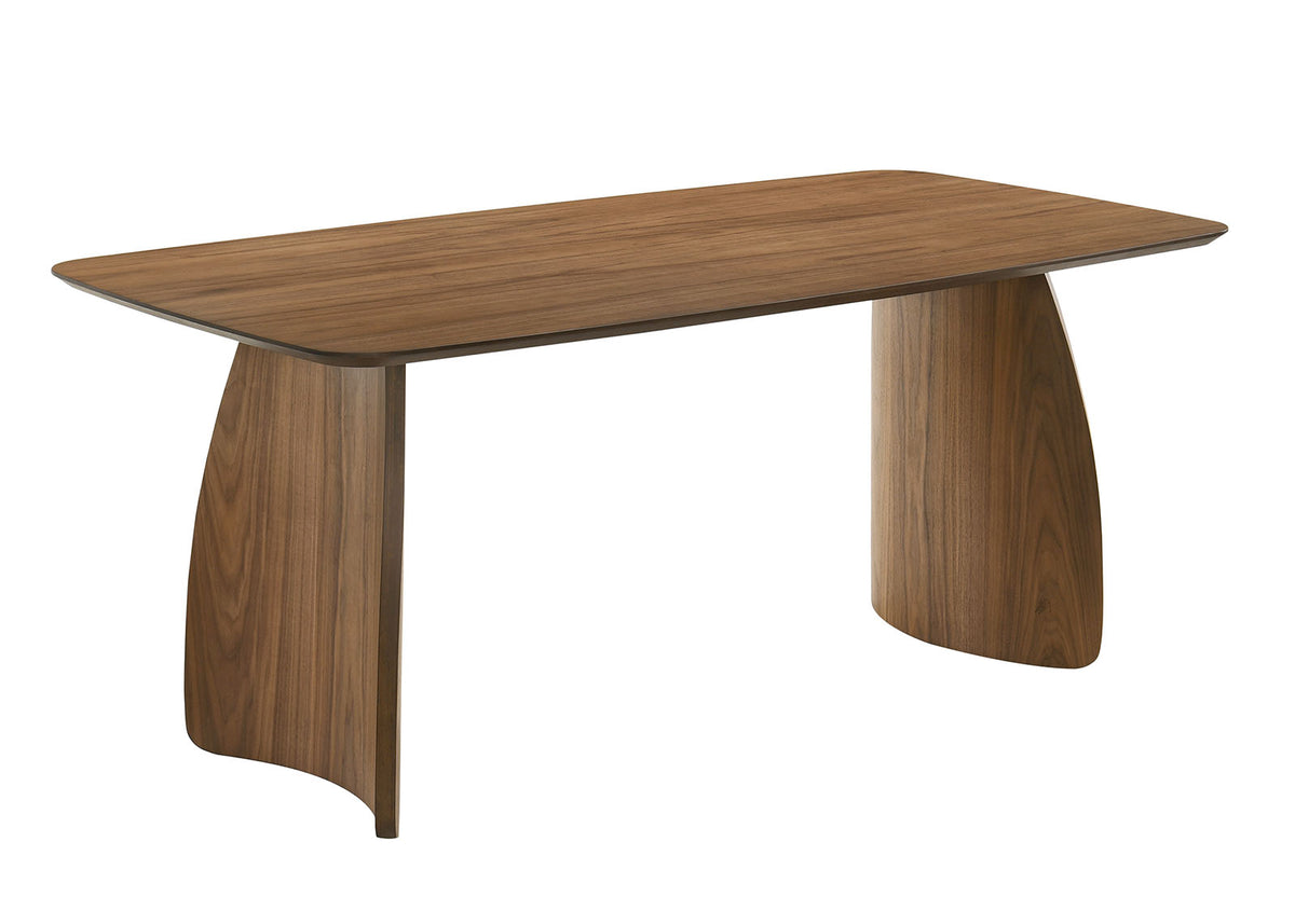 Alnwick Mid-Century Modern 71" Dining Table & Dining Set - Bentwood Trestle Base & Side Chairs in Walnut – Brown & Beige, view 3
