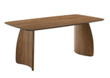 Alnwick Mid-Century Modern 71" Dining Table & Dining Set - Bentwood Trestle Base & Side Chairs in Walnut – Brown & Beige, view 3