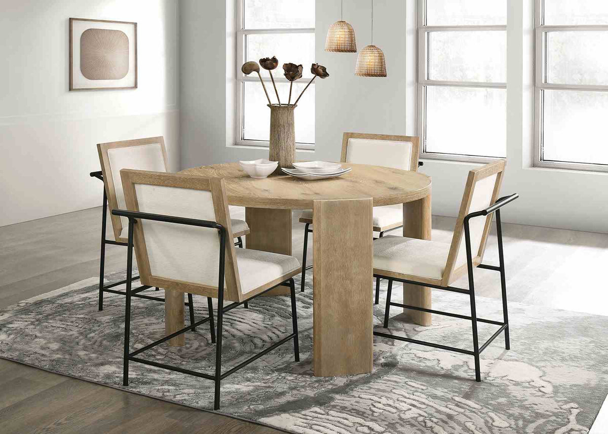 Edenbridge Contemporary Oak Dining Table & Set - Round Table Only (47")