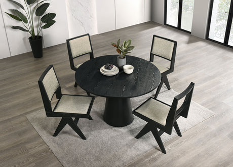 Tottenham Contemporary Dining Collection - 48" or 59" Round Cone Pedestal or 84" Rectangular Table & Upholstered Chairs in Black – Black, view 7