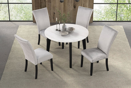 Sabro Contemporary Marble Top Dining Table & Dining Set - Round, Square or Rectangular at Dining or Counter Height – Black & White, view 7