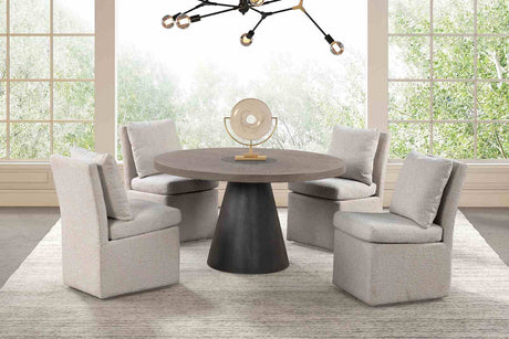 Broager Contemporary Dining Collection - 5pcs- 54" Round Table + 4 Light Gray Caster Chairs