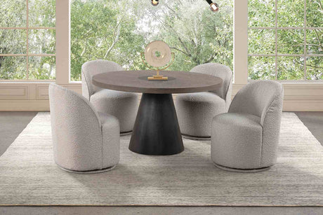 Broager Contemporary Dining Collection - 5pcs- 54" Round Table + 4 Light Gray Swivel Chairs