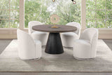 Broager Contemporary Dining Collection - 5pcs- 54" Round Table + 4 White Swivel Chairs