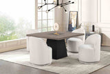 Broager Contemporary Dining Collection - 5pcs- 54" Square Table + 4 White Swivel Chairs