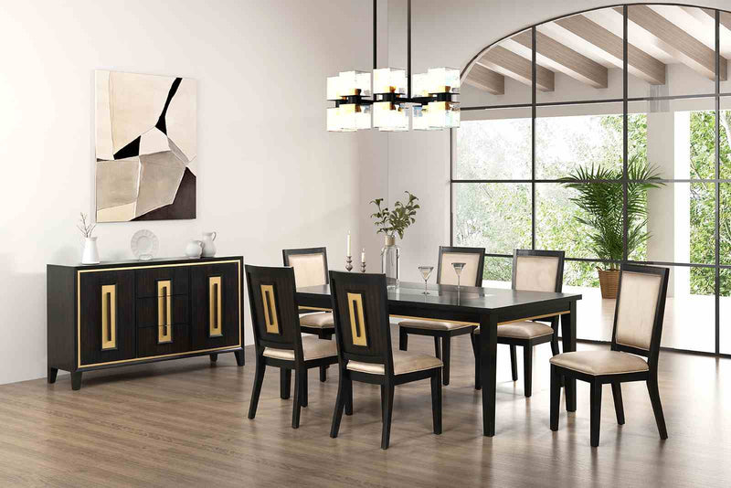 Kenyada Contemporary 72" Dining Table - Glass Top with Dovetail Joinery in Espresso