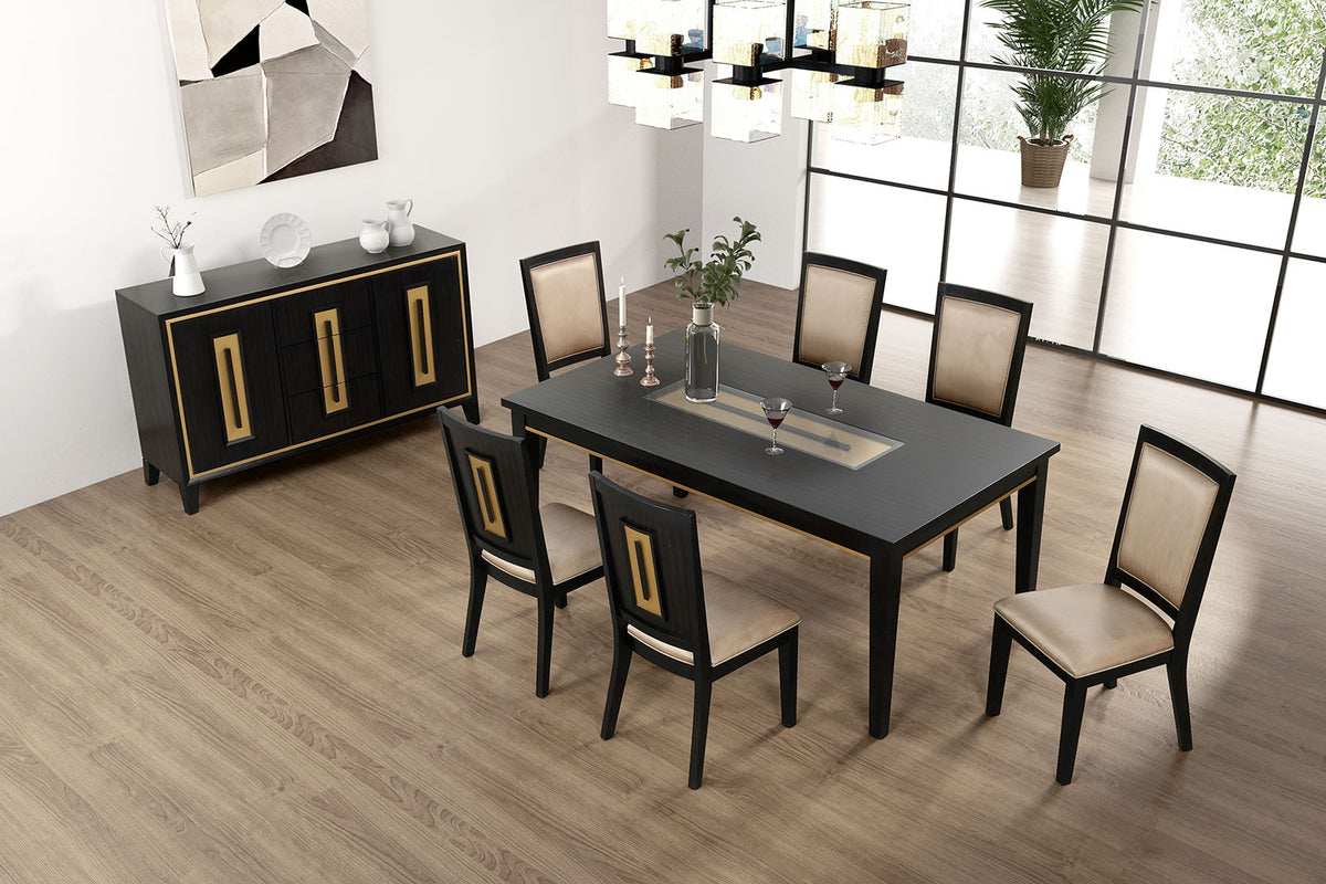 Kenyada Contemporary 72" Dining Table - Glass Top with Dovetail Joinery in Espresso – Brown, view 2