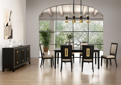 Kenyada Contemporary 72" Dining Table - Glass Top with Dovetail Joinery in Espresso – Brown, view 3