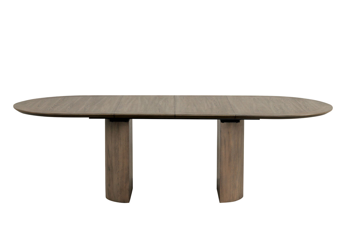 Clements Modern Farmhouse Dining Collection - 102" Extendable Plinth Table, Chairs & Glass-Door Sideboard in Oak – Natural & Brown, view 7