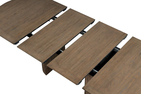Clements Modern Farmhouse Dining Collection - 102" Extendable Plinth Table, Chairs & Glass-Door Sideboard in Oak – Natural & Brown, view 11