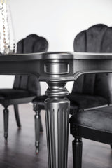 Melodi Parc Glam Dining Collection - 84" Table, Fluted-Leg Upholstered Chairs & Server in Black or Silver – Black & Silver, view 7